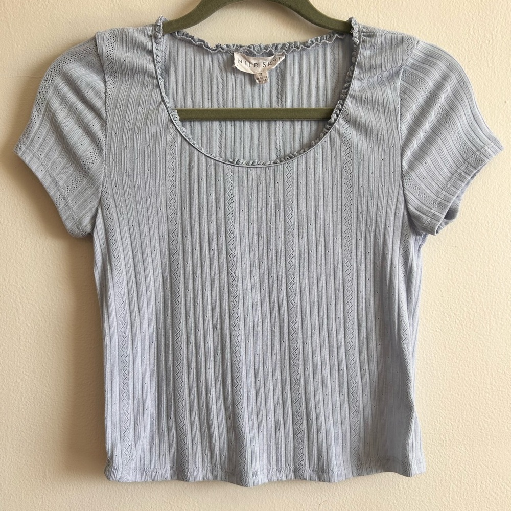 WILD SKYE Light Blue Ribbed Women's Top